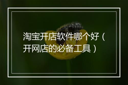淘宝开店软件哪个好（开网店的必备工具）