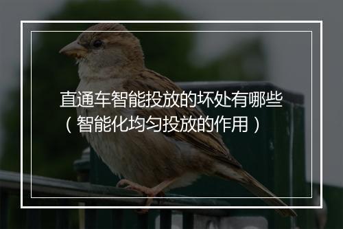 直通车智能投放的坏处有哪些（智能化均匀投放的作用）