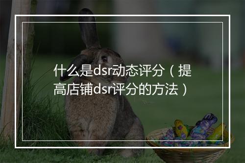 什么是dsr动态评分（提高店铺dsr评分的方法）