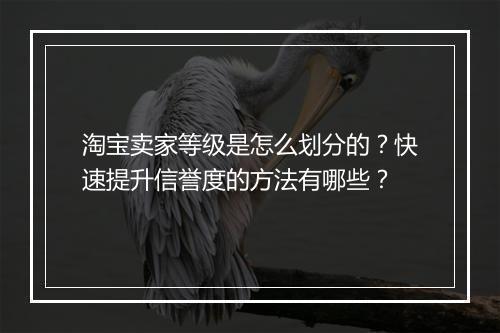 淘宝卖家等级是怎么划分的？快速提升信誉度的方法有哪些？