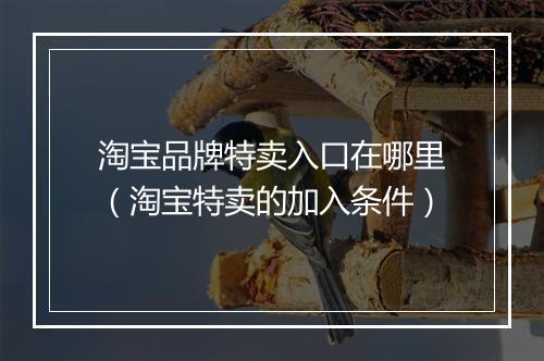 淘宝品牌特卖入口在哪里（淘宝特卖的加入条件）