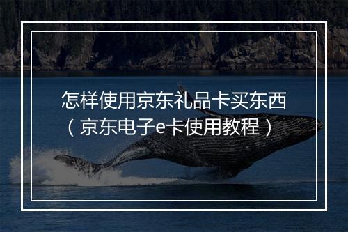 怎样使用京东礼品卡买东西（京东电子e卡使用教程）