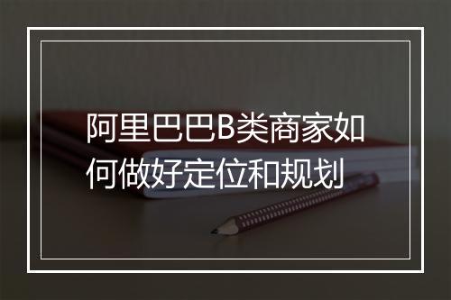 阿里巴巴B类商家如何做好定位和规划
