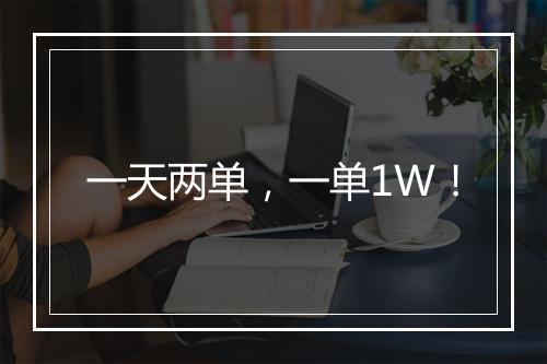 一天两单，一单1W！