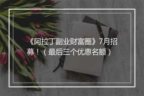 《阿拉丁副业财富圈》7月招募！（最后三个优惠名额）