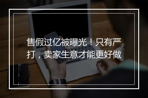 售假过亿被曝光！只有严打，卖家生意才能更好做