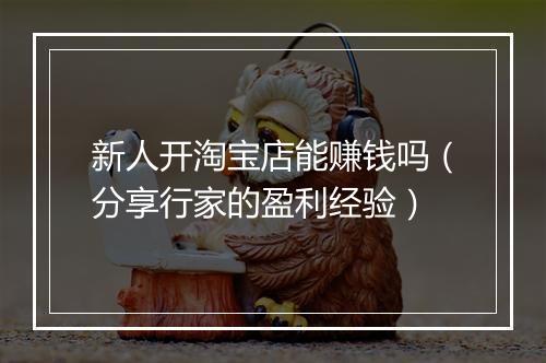 新人开淘宝店能赚钱吗（分享行家的盈利经验）