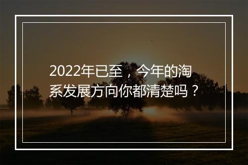 2022年已至，今年的淘系发展方向你都清楚吗？