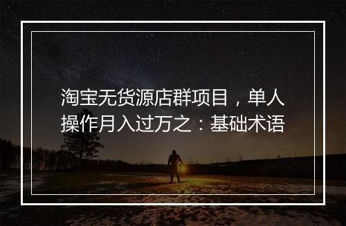 淘宝无货源店群项目，单人操作月入过万之：基础术语