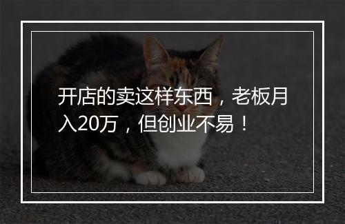 开店的卖这样东西，老板月入20万，但创业不易！