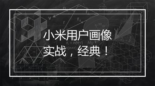 小米用户画像实战，经典！