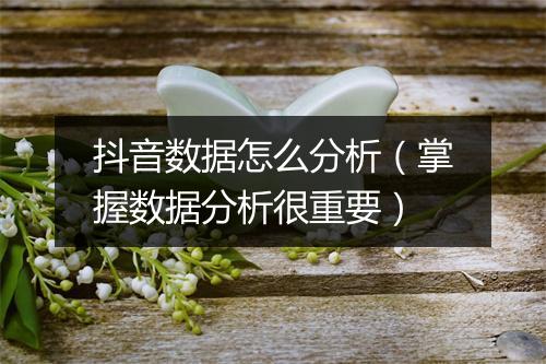 抖音数据怎么分析（掌握数据分析很重要）