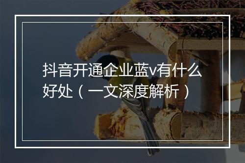抖音开通企业蓝v有什么好处（一文深度解析）