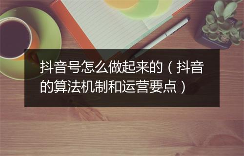 抖音号怎么做起来的（抖音的算法机制和运营要点）
