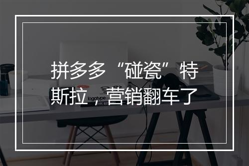 拼多多“碰瓷”特斯拉，营销翻车了