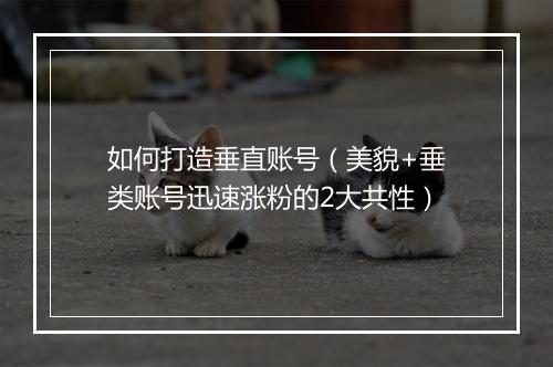 如何打造垂直账号（美貌+垂类账号迅速涨粉的2大共性）