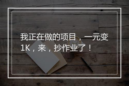 我正在做的项目，一元变1K，来，抄作业了！