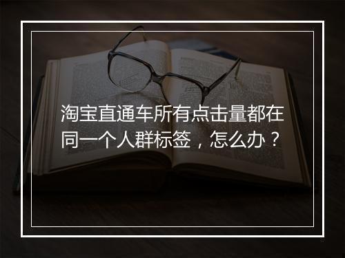 淘宝直通车所有点击量都在同一个人群标签，怎么办？