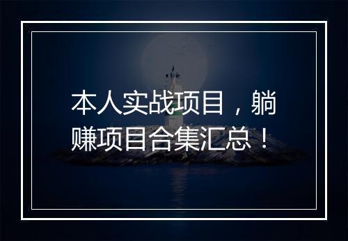 本人实战项目，躺赚项目合集汇总！