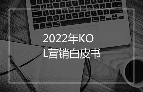 2022年KOL营销白皮书