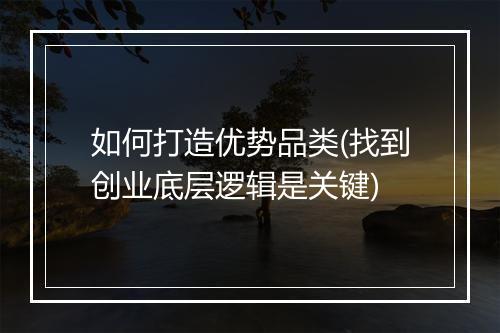 如何打造优势品类(找到创业底层逻辑是关键)
