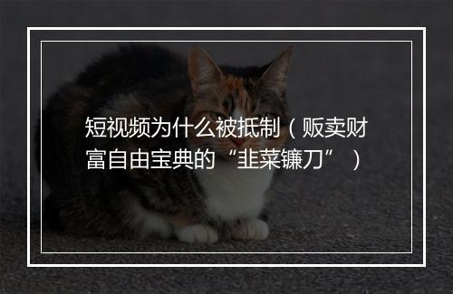 短视频为什么被抵制（贩卖财富自由宝典的“韭菜镰刀”）