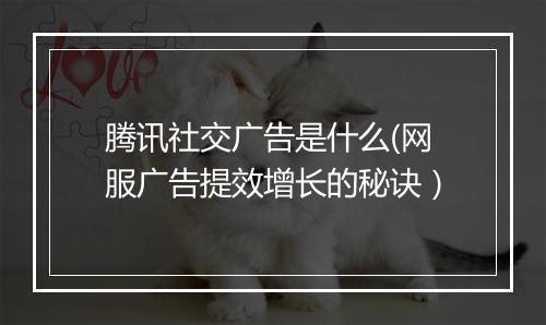 腾讯社交广告是什么(网服广告提效增长的秘诀）
