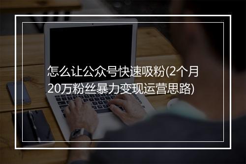 怎么让公众号快速吸粉(2个月20万粉丝暴力变现运营思路)