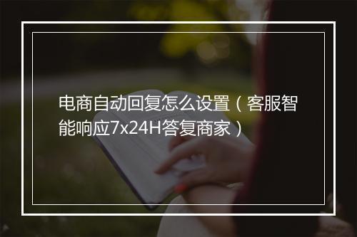 电商自动回复怎么设置（客服智能响应7x24H答复商家）