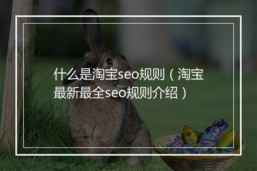 什么是淘宝seo规则（淘宝最新最全seo规则介绍）