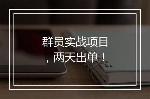 群员实战项目，两天出单！