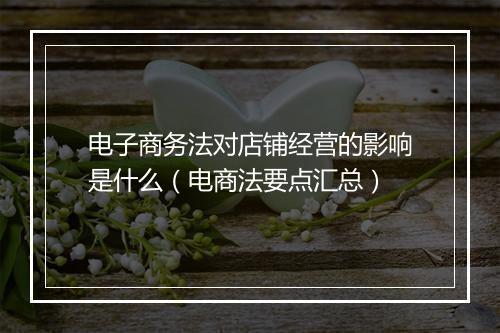 电子商务法对店铺经营的影响是什么（电商法要点汇总）