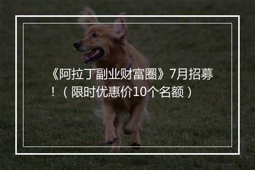《阿拉丁副业财富圈》7月招募！（限时优惠价10个名额）
