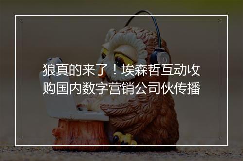狼真的来了！埃森哲互动收购国内数字营销公司伙传播