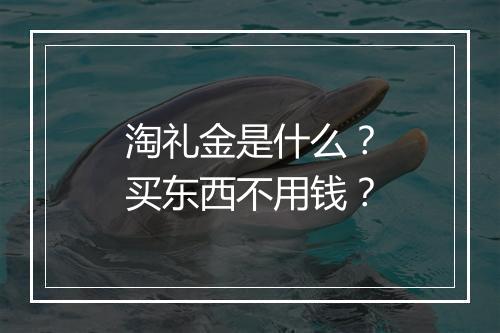 淘礼金是什么？买东西不用钱？
