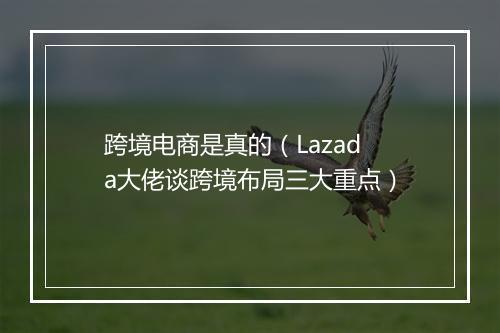跨境电商是真的（Lazada大佬谈跨境布局三大重点）