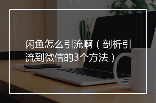 闲鱼怎么引流啊（剖析引流到微信的3个方法）