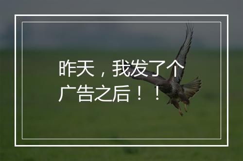 昨天，我发了个广告之后！！