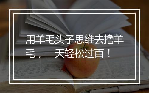 用羊毛头子思维去撸羊毛，一天轻松过百！