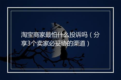 淘宝商家最怕什么投诉吗（分享3个卖家必妥协的渠道）