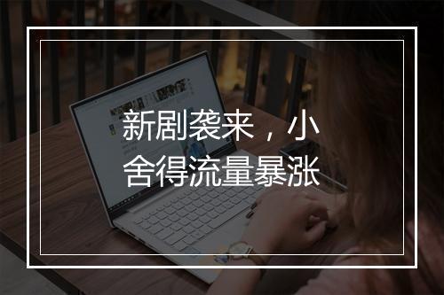 新剧袭来，小舍得流量暴涨