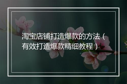 淘宝店铺打造爆款的方法（有效打造爆款精细教程）
