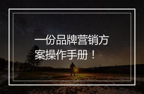 一份品牌营销方案操作手册！