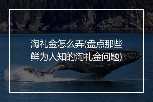 淘礼金怎么弄(盘点那些鲜为人知的淘礼金问题)