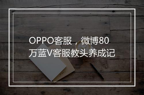 OPPO客服，微博80万蓝V客服教头养成记