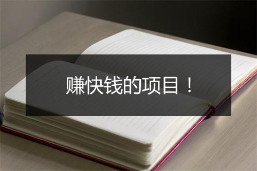 赚快钱的项目！