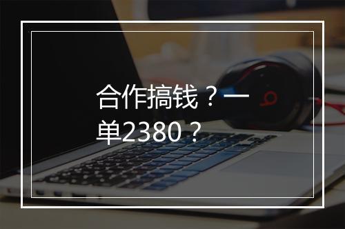 合作搞钱？一单2380？