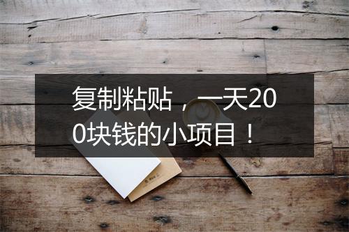 复制粘贴，一天200块钱的小项目！
