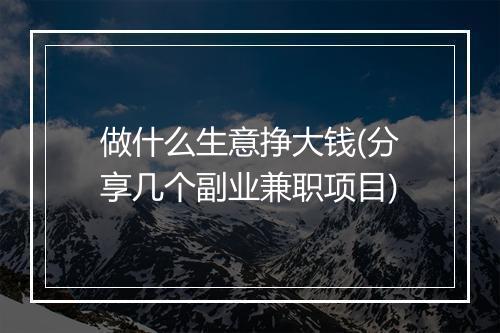 做什么生意挣大钱(分享几个副业兼职项目)