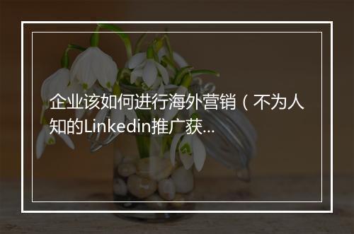 企业该如何进行海外营销（不为人知的Linkedin推广获客秘籍）
